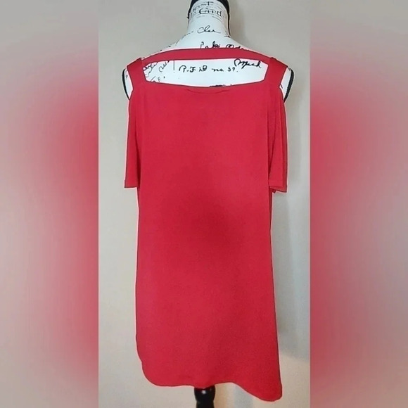 INC Women's Short Sleeve Cold Shoulder Red Blouse Size XL - Picture 2 of 7